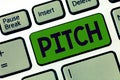 Writing note showing Pitch. Business photo showcasing quality sound governed by rate vibrations producing high or low Royalty Free Stock Photo