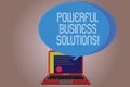 Writing note showing Powerful Business Solutions. Business photo showcasing ideas used to help a company achieve its Royalty Free Stock Photo
