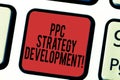 Writing note showing Ppc Strategy Development. Business photo showcasing To develop a plan of action to build effective
