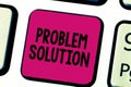 Writing note showing Problem Solution. Business photo showcasing solving consists of using generic methods in orderly manner Royalty Free Stock Photo