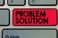 Writing note showing Problem Solution. Business photo showcasing solving consists of using generic methods in orderly Royalty Free Stock Photo