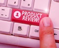 Writing note showing Product Review. Business photo showcasing Customers rate and comment on products they have purchased