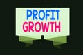 Writing note showing Profit Growth. Business photo showcasing Objectives Interrelation of Overall Sales Market Shares Ribbon Sash