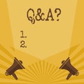 Writing note showing Q And A Question. Business photo showcasing in which demonstrating asks questions and other answer