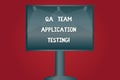 Writing note showing Qa Team Application Testing. Business photo showcasing Question and answers making software test Blank Lamp Royalty Free Stock Photo