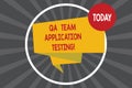 Writing note showing Qa Team Application Testing. Business photo showcasing Question and answers making software test Royalty Free Stock Photo