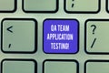 Writing note showing Qa Team Application Testing. Business photo showcasing Question and answers making software test Royalty Free Stock Photo