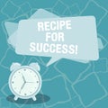 Writing note showing Recipe For Success. Business photo showcasing tricks and guides in order to achieve certain goals Blank