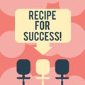 Writing note showing Recipe For Success. Business photo showcasing tricks and guides in order to achieve certain goals Space Color