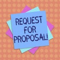 Writing note showing Request For Proposal. Business photo showcasing document that solicits proposal made through a Royalty Free Stock Photo