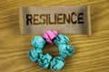 Writing note showing Resilience. Business photo showcasing Capacity to recover quickly from difficulties Persistence written on F Royalty Free Stock Photo