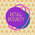 Writing note showing Retail Security. Business photo showcasing process which goods sold to the public in a secure fashion