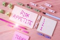 Writing note showing Risk Appetite. Business photo showcasing the level of risk an organization is prepared to accept Colored