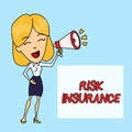 Writing note showing Risk Insurance. Business photo showcasing The possibility of Loss Damage against the liability