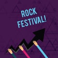 Writing note showing Rock Festival. Business photo showcasing Largescale rock music concert featuring heavy metals genre