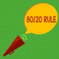 Writing note showing 80 20 Rule. Business photo showcasing Pareto principle 80 percent effects come from 20 causes