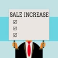 Writing note showing Sale Increase. Business photo showcasing Average Sales Volume has Grown Boost Income from Leads Royalty Free Stock Photo