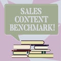Writing note showing Sales Content Benchmark. Business photo showcasing Crafting sales enablement content that converts