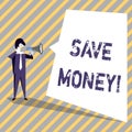 Writing note showing Save Money. Business photo showcasing Reduce expenses Make a fund from earnings.