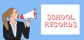 Writing note showing School Records. Business photo showcasing Information that is kept about a child at school Royalty Free Stock Photo