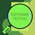 Writing note showing Software Testing. Business photo showcasing investigation provide information about the quality of