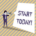 Writing note showing Start Today. Business photo showcasing Initiate Begin right now Inspirational Motivational phrase. Royalty Free Stock Photo