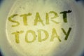 Writing note showing Start Today. Business photos showcasing Initiate Begin right now Inspirational Motivational phraseIdeas mess Royalty Free Stock Photo