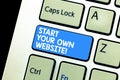 Writing note showing Start Your Own Website. Business photo showcasing Serve as Extension of a Business Card a Personal