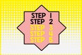 Writing note showing Step 1, 2, 3, 4 and 5. Business photo showcasing Steps levels of a process work flow Vanishing dots
