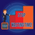 Writing note showing Stop Wasting Time. Business photo showcasing advising demonstrating or group start planning and use Royalty Free Stock Photo