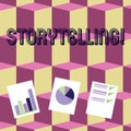Writing note showing Storytelling. Business photo showcasing activity of telling or writing stories novels to someone