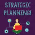 Writing note showing Strategic Planning. Business photo showcasing systematic process of envisioning a desired future Royalty Free Stock Photo