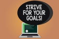 Writing note showing Strive For Your Goals. Business photo showcasing Fight for your success motivation take action Royalty Free Stock Photo