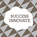 Writing note showing Success Innovate. Business photo showcasing make organizations more adaptive to market forces