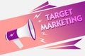 Writing note showing Target Marketing. Business photo showcasing Audience goal Chosen clients customers Advertising Sound speaker Royalty Free Stock Photo