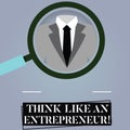 Writing note showing Think Like An Entrepreneur. Business photo showcasing Have an entrepreneurship mind Start up strategy