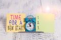 Writing note showing Time For A New Start. Business photo showcasing Trust the magic of Beginnings Afresh Anew Rebirth Royalty Free Stock Photo