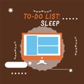 Writing note showing To Do List Sleep. Business photo showcasing Things to be done Priority object is to take a rest Royalty Free Stock Photo