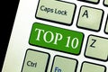 Writing note showing Top 10. Business photo showcasing List of most demanding Trending songs movies shows online in Royalty Free Stock Photo