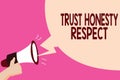 Writing note showing Trust Honesty Respect. Business photo showcasing Respectable Traits a Facet of Good Moral Character Royalty Free Stock Photo