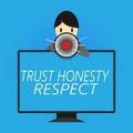 Writing note showing Trust Honesty Respect. Business photo showcasing Respectable Traits a Facet of Good Moral Character Royalty Free Stock Photo