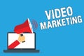 Writing note showing Video Marketing. Business photo showcasing create short videos about specific topics using articles