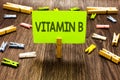 Writing note showing Vitamin B. Business photo showcasing Highly important sources and benefits of nutriments folate Clips art boa