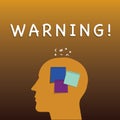 Writing note showing Warning. Business photo showcasing statement or event that warns of something or serves as example Sticky Royalty Free Stock Photo