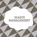 Writing note showing Waste Management. Business photo showcasing actions required analysisage rubbish inception to final