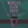 Writing note showing Website Click Rate. Business photo showcasing ratio users who click specific link to number total users 3D Royalty Free Stock Photo