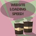 Writing note showing Website Loading Speed. Business photo showcasing time takes to display the entire content of a webpage Two To