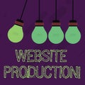 Writing note showing Website Production. Business photo showcasing process of creating websites and it s is components