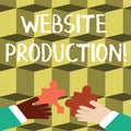 Writing note showing Website Production. Business photo showcasing process of creating websites and it s is components