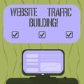 Writing note showing Website Traffic Building. Business photo showcasing cookies allow marketers to follow web users Mounted